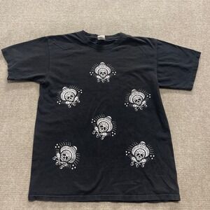 Vtg Anvil Day of the Dead Skeleton Faded Black T-shirt Men's L